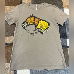 Floral Horse Design Graphic T-Shirt